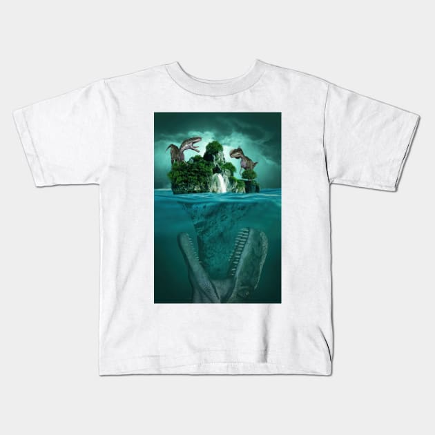 Predatory Depths: Survival on Monster Island Kids T-Shirt by TooplesArt